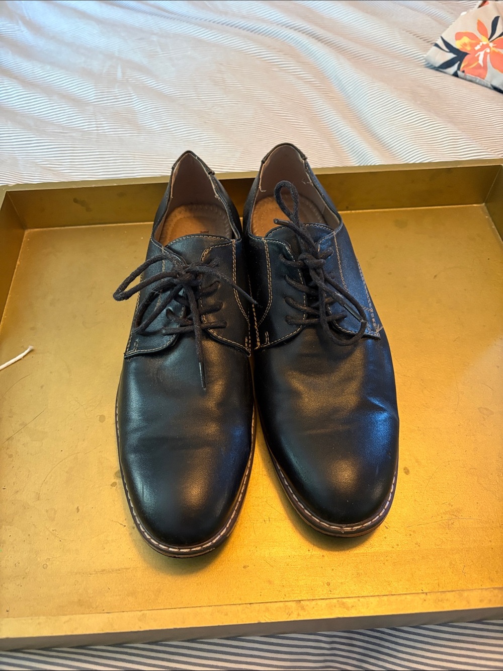 Dexter Black Leather Derby Dress Shoes